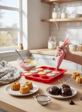 2 Adet 16 Gözlü Silikon Makaron, Mini Kek ve Çikolata Kalıbı - Yanmaz Yapışmaz Muffin Tepsisi