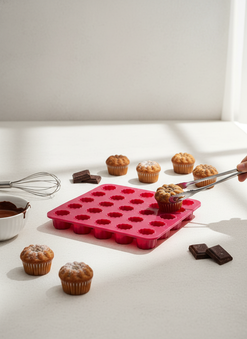 25'li Çiçek Desenli Silikon Kek ve Çikolata Kalıbı - Mini Muffin ve Lokmalık Tatlı Kalıbı