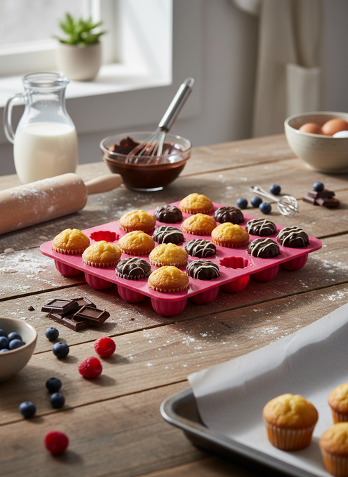 25'li Çiçek Desenli Silikon Kek ve Çikolata Kalıbı - Mini Muffin ve Lokmalık Tatlı Kalıbı