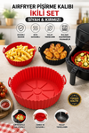 2'li Airfryer Silikon Pişirme Kalıbı Seti - Yanmaz Yapışmaz Isıya Dayanıklı Hava Fritözü Aksesuarı (20 cm)