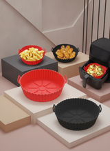 Kırmızı Airfryer Silikon Pişirme Kalıbı Seti - Yanmaz Yapışmaz Isıya Dayanıklı Hava Fritözü Aksesuarı (20 cm)