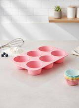 6'lı Silikon Muffin ve Cupcake Kalıbı - Yapışmaz Tek Parça Esnek Kek Kalıbı 25x16 cm