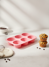6'lı Silikon Muffin ve Cupcake Kalıbı - Yapışmaz Tek Parça Esnek Kek Kalıbı 25x16 cm