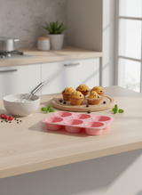 6'lı Silikon Muffin ve Cupcake Kalıbı - Yapışmaz Tek Parça Esnek Kek Kalıbı 25x16 cm
