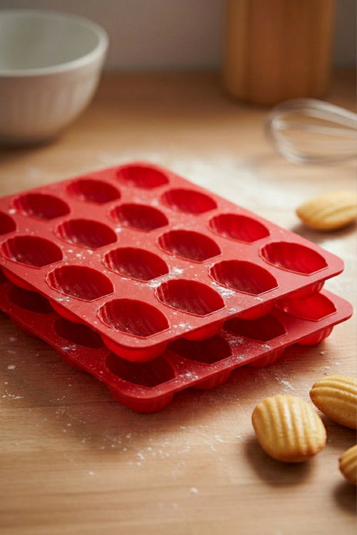 2 Adet 12’li Silikon Deniz Kabuğu Madeleine Kalıbı – Yapışmaz Kek ve Çikolata Kalıbı | Isıya Dayanıklı Kırmızı, BPA Free