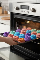 BakeMuff 24 Adet Silikon Muffin ve Mini Kek Kalıbı, Yapışmaz, Isıya Dayanımlı, BPA’sız - Karışık Renk