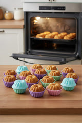 BakeMuff 24 Adet Silikon Muffin ve Mini Kek Kalıbı, Yapışmaz, Isıya Dayanımlı, BPA’sız - Karışık Renk