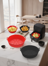 Siyah Airfryer Silikon Pişirme Kalıbı Seti - Yanmaz Yapışmaz Isıya Dayanıklı Hava Fritözü Aksesuarı (20 cm)