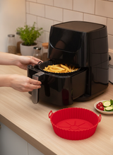 Siyah Airfryer Silikon Pişirme Kalıbı Seti - Yanmaz Yapışmaz Isıya Dayanıklı Hava Fritözü Aksesuarı (20 cm)