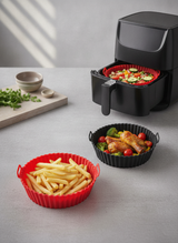 Siyah Airfryer Silikon Pişirme Kalıbı Seti - Yanmaz Yapışmaz Isıya Dayanıklı Hava Fritözü Aksesuarı (20 cm)