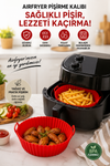 Kırmızı Airfryer Silikon Pişirme Kalıbı Seti - Yanmaz Yapışmaz Isıya Dayanıklı Hava Fritözü Aksesuarı (20 cm)