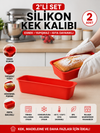2 Adet Premium Silikon Büyük Şef Kek Kalıbı - Yanmaz Yapışmaz Yuvarlak Dilim Kek Kalıbı - Kırmızı
