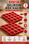 2 Adet 12’li Silikon Deniz Kabuğu Madeleine Kalıbı – Yapışmaz Kek ve Çikolata Kalıbı | Isıya Dayanıklı Kırmızı, BPA Free