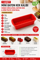 Tekli Mini Baton Kek ve Dubai Çikolatası Kalıbı Silikon – Yapışmaz Baton Kek, Mini Pasta ve Çikolata Kalıbı BPA İçermez
